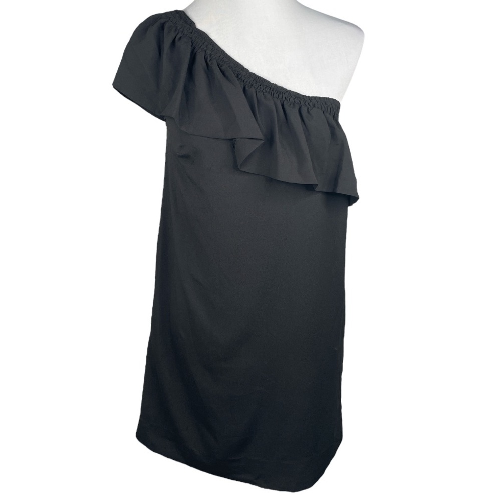 Marled One Shoulder Dress with Pockets Black Size Small